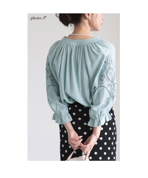 Sawa a la mode(サワアラモード)の「刺繍レースブラウス(シャツ/ブラウス・レディース・グリーン/ブラック・FREE)」の8枚目の写真