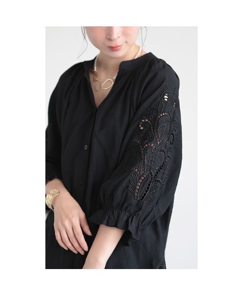 Sawa a la mode(サワアラモード)の「刺繍レースブラウス(シャツ/ブラウス・レディース・グリーン/ブラック・FREE)」の20枚目の写真