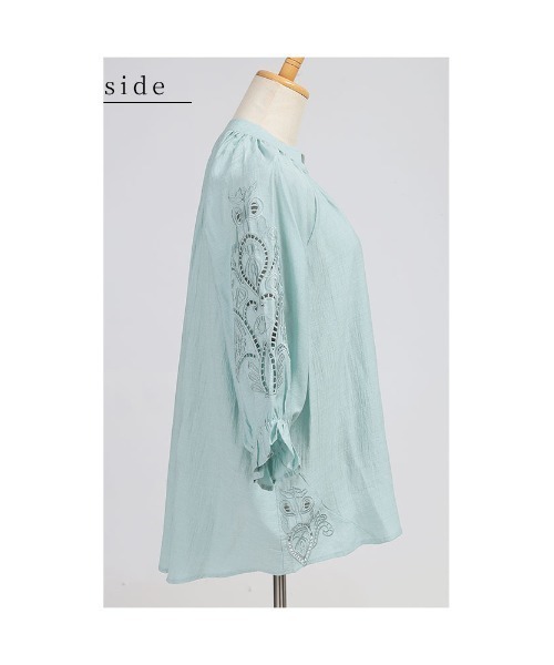 Sawa a la mode(サワアラモード)の「刺繍レースブラウス(シャツ/ブラウス・レディース・グリーン/ブラック・FREE)」の22枚目の写真