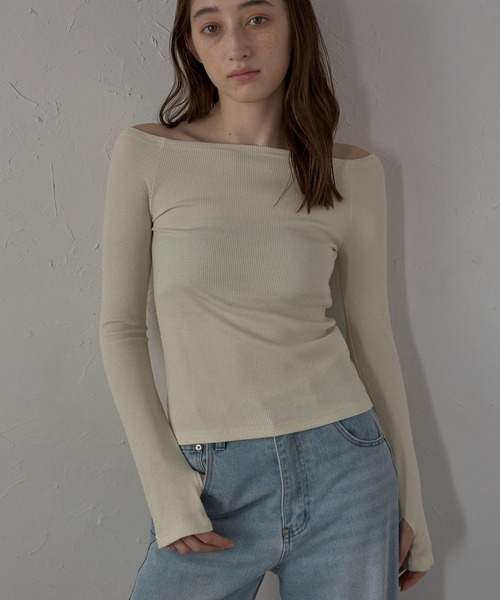 オフショルラメミニウラケプルオーバー セール】【MINERTE】glitter off shoulder tops / ラメ
