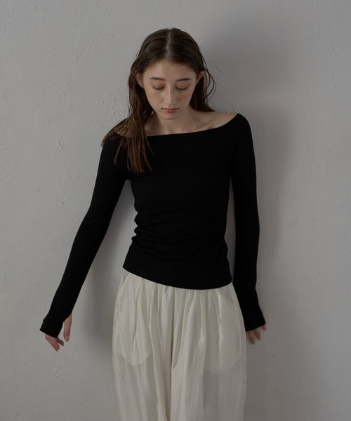 セール】【MINERTE】glitter off shoulder tops / ラメ