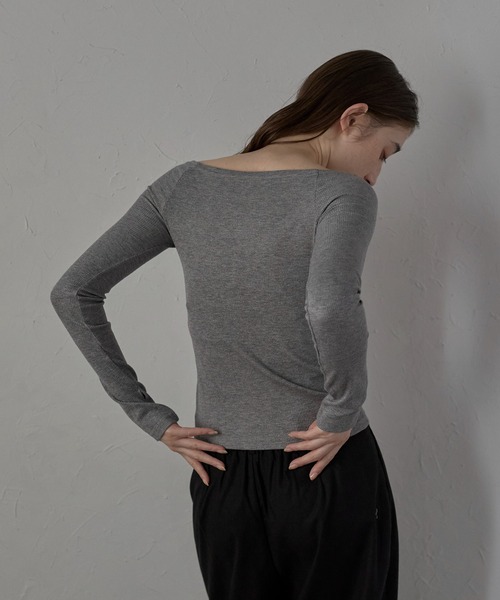 セール】【MINERTE】glitter off shoulder tops / ラメ