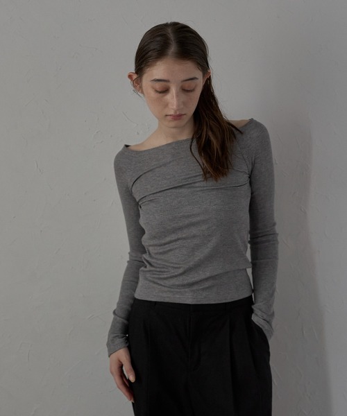 セール】【MINERTE】glitter off shoulder tops / ラメ
