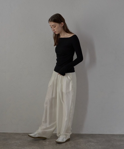 セール】【MINERTE】glitter off shoulder tops / ラメ