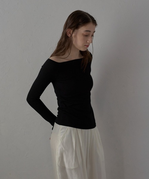 MINERTE】glitter off shoulder tops / ラメオフショルプルオーバー（T  