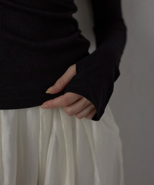 セール】【MINERTE】glitter off shoulder tops / ラメ