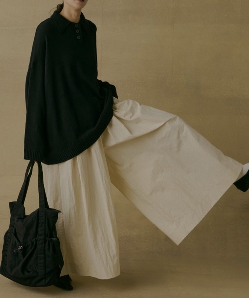 Libra Cue(リブラ キュー)の「ポロニットプルオーバー(ニット/セーター・レディース・ブラック/グレー/ボルドー/オフホワイト・FREE)」の11枚目の写真