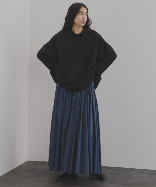 Libra Cue(リブラ キュー)の「ポロニットプルオーバー(ニット/セーター・レディース・ブラック/グレー/ボルドー/オフホワイト・FREE)」の5枚目の写真