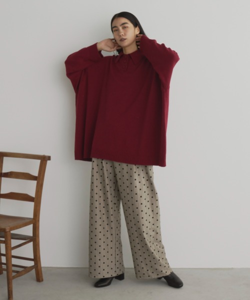 Libra Cue(リブラ キュー)の「ポロニットプルオーバー(ニット/セーター・レディース・ブラック/グレー/ボルドー/オフホワイト・FREE)」の20枚目の写真