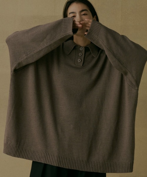 Libra Cue(リブラ キュー)の「ポロニットプルオーバー(ニット/セーター・レディース・ブラック/グレー/ボルドー/オフホワイト・FREE)」の18枚目の写真