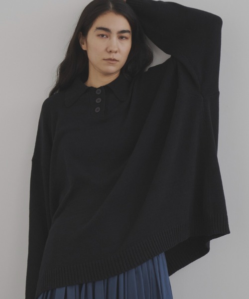 Libra Cue(リブラ キュー)の「ポロニットプルオーバー(ニット/セーター・レディース・ブラック/グレー/ボルドー/オフホワイト・FREE)」の22枚目の写真