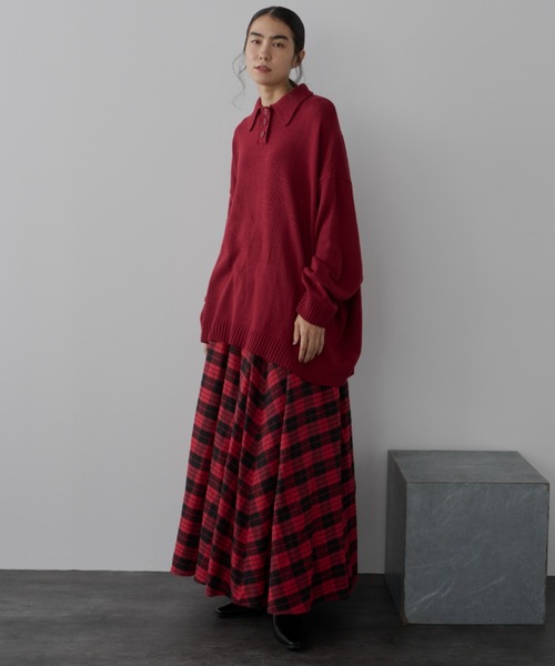 Libra Cue(リブラ キュー)の「ポロニットプルオーバー(ニット/セーター・レディース・ブラック/グレー/ボルドー/オフホワイト・FREE)」の19枚目の写真