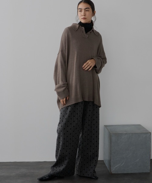 Libra Cue(リブラ キュー)の「ポロニットプルオーバー(ニット/セーター・レディース・ブラック/グレー/ボルドー/オフホワイト・FREE)」の14枚目の写真