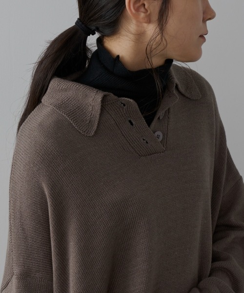 Libra Cue(リブラ キュー)の「ポロニットプルオーバー(ニット/セーター・レディース・ブラック/グレー/ボルドー/オフホワイト・FREE)」の15枚目の写真