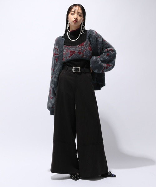 HARE(ハレ)の「シャギーガラニットビスチェ(HARE)(ベスト・レディース・レッド/ライトグレー・FREE)」の3枚目の写真