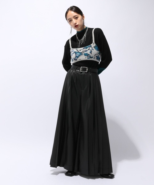 HARE(ハレ)の「シャギーガラニットビスチェ(HARE)(ベスト・レディース・レッド/ライトグレー・FREE)」の4枚目の写真