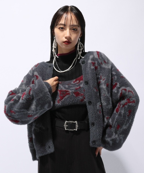 HARE(ハレ)の「シャギーガラニットビスチェ(HARE)(ベスト・レディース・レッド/ライトグレー・FREE)」の6枚目の写真