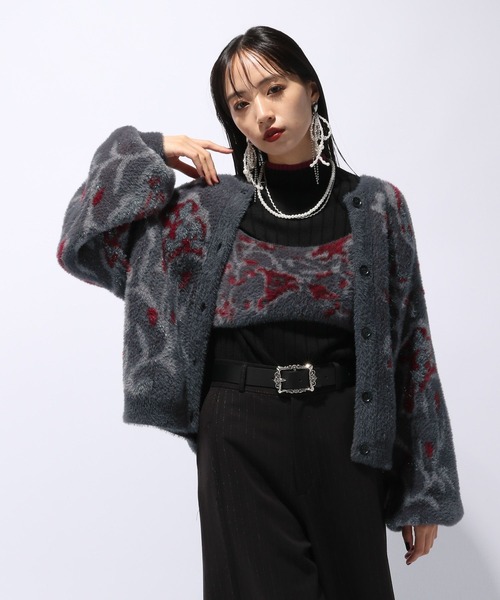 HARE(ハレ)の「シャギーガラニットビスチェ(HARE)(ベスト・レディース・レッド/ライトグレー・FREE)」の7枚目の写真