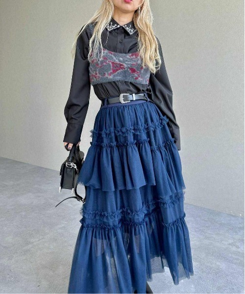 HARE(ハレ)の「シャギーガラニットビスチェ(HARE)(ベスト・レディース・レッド/ライトグレー・FREE)」の22枚目の写真