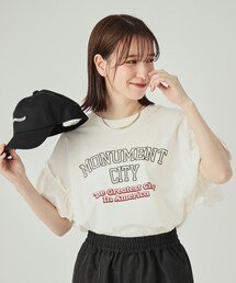 Cutie Blonde | 【洗える】ロゴデザインでこなれ見え フリルスリーブTシャツ(Tシャツ/カットソー)