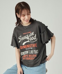 Cutie Blonde | ◆【洗える】ロゴデザインでこなれ見え フリルスリーブTシャツ(Tシャツ/カットソー)