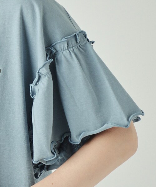 Cutie Blonde（キューティーブロンド）の「◆【洗える】ロゴデザインでこなれ見え フリルスリーブTシャツ（Tシャツ/カットソー・レディース・ブルー系/ホワイト系その他/チャコールグレー/ベージュ系1・03/02/04）」の7枚目の写真