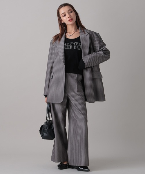 FOREVER 21（フォーエバー トゥエンティーワン）の「【2024FW】ビッグジャケット（テーラードジャケット・レディース・ストライプ/グレー・FREE）」の7枚目の写真