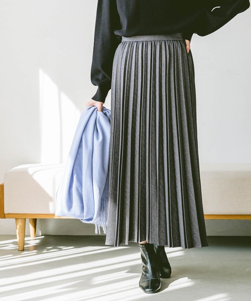 GLOBAL WORK（グローバルワーク）の「お手入れらくらくプリーツスカート/115671（スカート・レディース・ブラック/ブラウン系その他5/ネイビー系5/グレー系その他5/モカ/グリーン系その他5/グレー・REGULER/SHORT）」の3枚目の写真