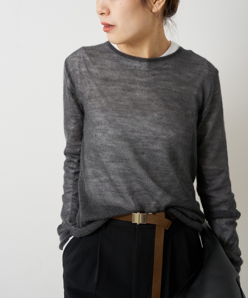 Spick & Span（スピックアンドスパン）の「キッドモヘヤMIX シアーニットプルオーバー（ニット/セーター・レディース・チャコールグレー/ネイビー・FREE）」の4枚目の写真