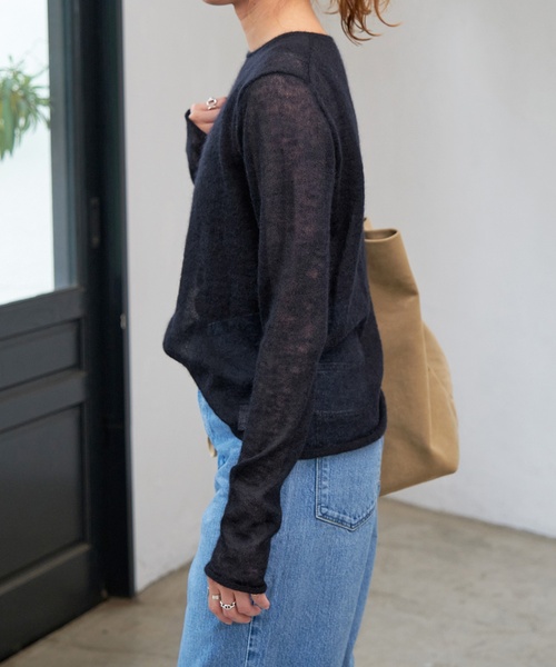 Spick & Span（スピックアンドスパン）の「キッドモヘヤMIX シアーニットプルオーバー（ニット/セーター・レディース・チャコールグレー/ネイビー・FREE）」の17枚目の写真