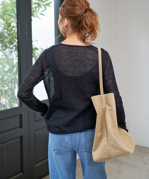 Spick & Span（スピックアンドスパン）の「キッドモヘヤMIX シアーニットプルオーバー（ニット/セーター・レディース・チャコールグレー/ネイビー・FREE）」の19枚目の写真