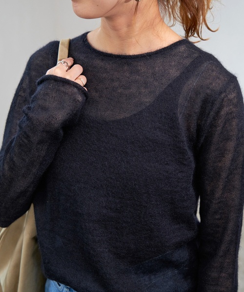 Spick & Span（スピックアンドスパン）の「キッドモヘヤMIX シアーニットプルオーバー（ニット/セーター・レディース・チャコールグレー/ネイビー・FREE）」の14枚目の写真