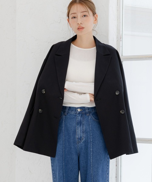 LAKOLE(ラコレ)の「アソートダブルジャケット / 142581(テーラードジャケット・レディース・ブラック/カーキ/ブラウン/ベージュ・SMALL/MEDIUM)」の2枚目の写真