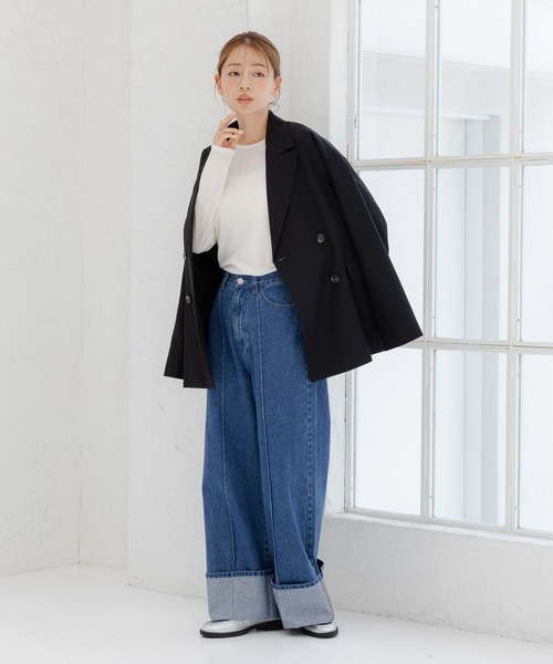 LAKOLE(ラコレ)の「アソートダブルジャケット / 142581(テーラードジャケット・レディース・ブラック/カーキ/ブラウン/ベージュ・SMALL/MEDIUM)」の6枚目の写真