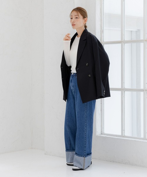 LAKOLE(ラコレ)の「アソートダブルジャケット / 142581(テーラードジャケット・レディース・ブラック/カーキ/ブラウン/ベージュ・SMALL/MEDIUM)」の7枚目の写真