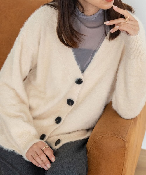 NinaetLina(ニナエリナ)の「ニットカーディガン(カーディガン/ボレロ・レディース・チャコール/ブラック/ベージュ・FREE)」の1枚目の写真