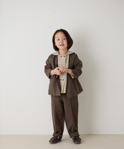 ノーカラージャケットセットアップ（裏地ストライプ）（スーツセット