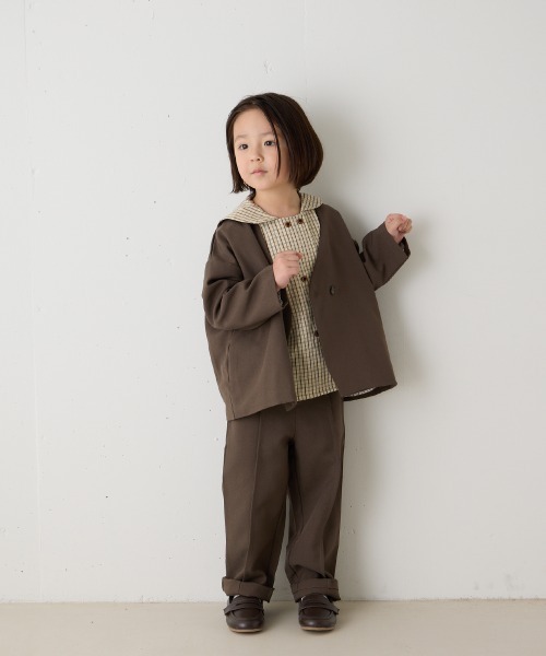 ノーカラージャケットセットアップ（裏地ストライプ）（スーツセット