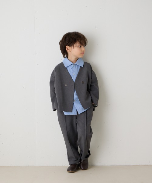 ノーカラージャケットセットアップ（裏地ストライプ）（スーツセット