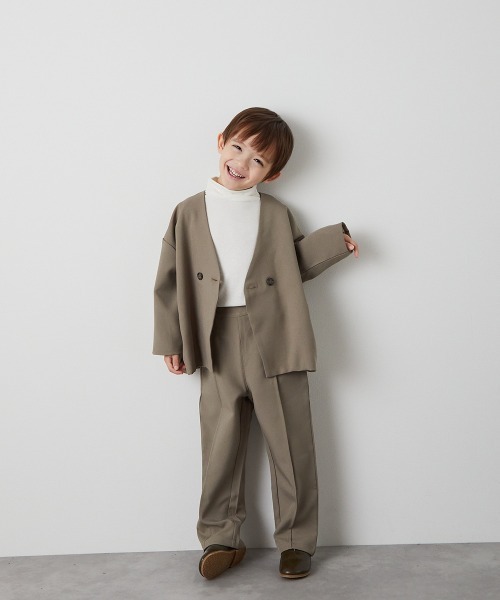 セール】ノーカラージャケットセットアップ（裏地ストライプ）（スーツ