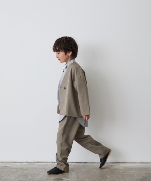 ノーカラージャケットセットアップ（裏地ストライプ）（スーツセット