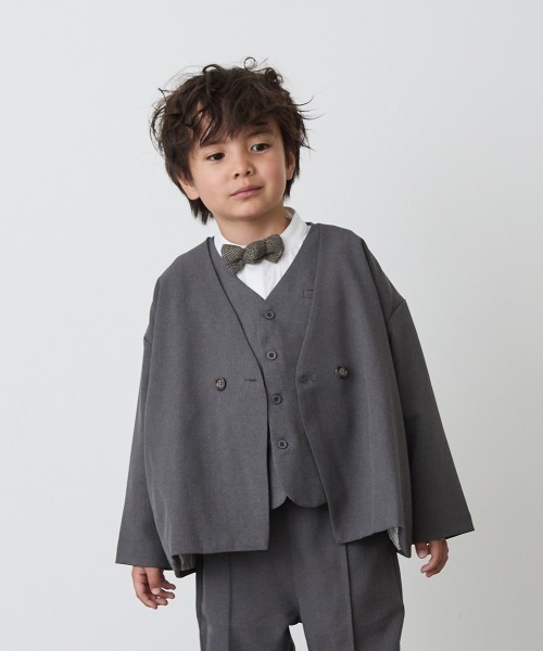 ノーカラージャケットセットアップ（裏地ストライプ）（スーツセット