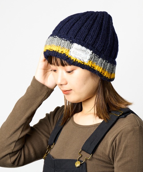 salle de bal（サルデバル）の「2ライン ニット ワッチキャップ（ニットキャップ/ビーニー・レディース・ネイビー系1/グレー系/ホワイト系1/ホワイト系2・FREE）」の4枚目の写真