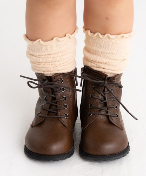 POMPKINS（ポプキンズ）の「【POMPKINS/ポプキンズ】ベビー編み上げブーツ（ブーツ・キッズ・ブラウン/ブラック・15cm/14cm/13cm）」の2枚目の写真