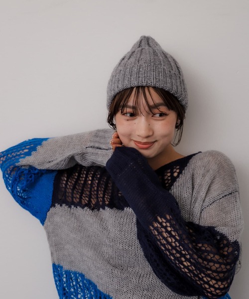 SENSE OF PLACE by URBAN RESEARCH（センスオブプレイスバイアーバンリサーチ）の「スパンコールニットキャップ（ニットキャップ/ビーニー・レディース・グレー/ブルー・ONE）」の11枚目の写真