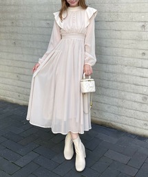 clear | ウエストシャーリングバックリボン長袖ワンピース ≪2024AW新作≫(ワンピース)