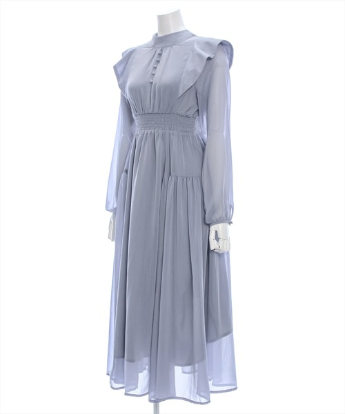 clear（クリア）の「ウエストシャーリングバックリボン長袖ワンピース [低身長用サイズ有 オケージョン 大人フェミニン 華奢見え 1着で華やかなコーデ]≪2024AW新作≫（ワンピース・レディース・ライトベージュ/ブラック/ブルーグレー・F/XS）」の6枚目の写真