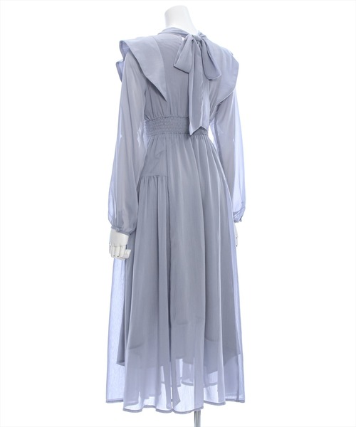 clear（クリア）の「ウエストシャーリングバックリボン長袖ワンピース [低身長用サイズ有 オケージョン 大人フェミニン 華奢見え 1着で華やかなコーデ]≪2024AW新作≫（ワンピース・レディース・ライトベージュ/ブラック/ブルーグレー・F/XS）」の8枚目の写真