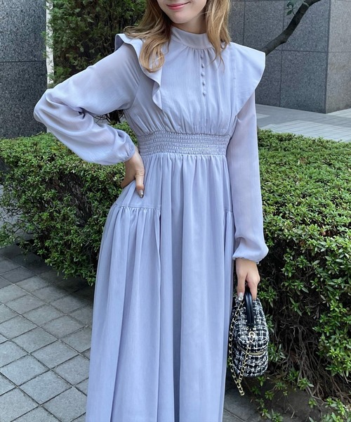 clear（クリア）の「ウエストシャーリングバックリボン長袖ワンピース [低身長用サイズ有 オケージョン 大人フェミニン 華奢見え 1着で華やかなコーデ]≪2024AW新作≫（ワンピース・レディース・ライトベージュ/ブラック/ブルーグレー・F/XS）」の21枚目の写真