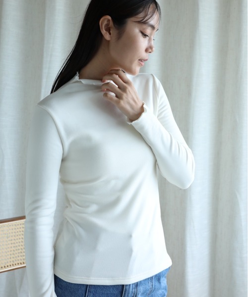 aimoha(アイモハ)の「【Aimoha】フリル裏起毛インナートップス (AW) (LV)(Tシャツ/カットソー・レディース・ベージュ/ホワイト/ブラウン/ブラック・SMALL/MEDIUM/LARGE/X-LARGE/XX-LARGE)」の6枚目の写真